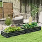 2-Pack Galvanized Raised Garden Beds 4 x 2 x 1 Ft Metal Planter Boxes Gray - Image 2