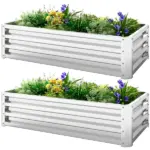 2-Pack Galvanized Raised Garden Beds 4 x 2 x 1 Ft Metal Planter Boxes Silver