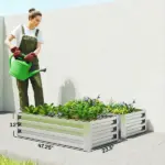 2-Pack Galvanized Raised Garden Beds 4 x 2 x 1 Ft Metal Planter Boxes Silver - Image 3