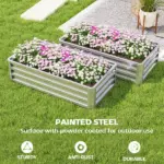 2-Pack Galvanized Raised Garden Beds 4 x 2 x 1 Ft Metal Planter Boxes Silver - Image 4