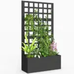 Outsunny Galvanized Raised Garden Bed Planter Box with Trellis for Climbing Plants, Vegetable, Vines, 24 Inch x 9 Inch x 44.5 Inch, Black - Image 11