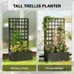 Outsunny Galvanized Raised Garden Bed Planter Box with Trellis for Climbing Plants, Vegetable, Vines, 24 Inch x 9 Inch x 44.5 Inch, Black - Image 5