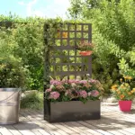 Outsunny Galvanized Raised Garden Bed Planter Box with Trellis for Climbing Plants, Vegetable, Vines, 24 Inch x 9 Inch x 44.5 Inch, Black - Image 7