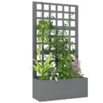 Outsunny Galvanized Raised Garden Bed Planter Box with Trellis for Climbing Plants, Vegetable, Vines, 24 Inch x 9 Inch x 44.5 Inch, Gray - Image 11