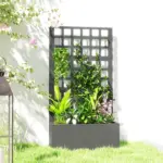 Outsunny Galvanized Raised Garden Bed Planter Box with Trellis for Climbing Plants, Vegetable, Vines, 24 Inch x 9 Inch x 44.5 Inch, Gray - Image 8