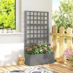 Outsunny Galvanized Raised Garden Bed Planter Box with Trellis for Climbing Plants, Vegetable, Vines, 24 Inch x 9 Inch x 44.5 Inch, Gray - Image 10