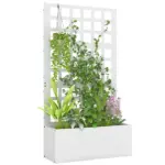 Outsunny Galvanized Raised Garden Bed Planter Box with Trellis for Climbing Plants, Vegetable, Vines, 24 Inch x 9 Inch x 44.5 Inch, White - Image 11