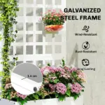 Outsunny Galvanized Raised Garden Bed Planter Box with Trellis for Climbing Plants, Vegetable, Vines, 24 Inch x 9 Inch x 44.5 Inch, White - Image 4