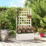 Outsunny Galvanized Raised Garden Bed Planter Box with Trellis for Climbing Plants, Vegetable, Vines, 24 Inch x 9 Inch x 44.5 Inch, White - Image 7
