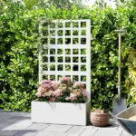 Outsunny Galvanized Raised Garden Bed Planter Box with Trellis for Climbing Plants, Vegetable, Vines, 24 Inch x 9 Inch x 44.5 Inch, White - Image 8