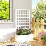 Outsunny Galvanized Raised Garden Bed Planter Box with Trellis for Climbing Plants, Vegetable, Vines, 24 Inch x 9 Inch x 44.5 Inch, White - Image 10