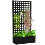 Outsunny Galvanized Raised Garden Bed Planter Box with Trellis for Climbing Plants, Vegetable, Vines, 35 Inch x 16 Inch x 70 Inch, Black - Image 11