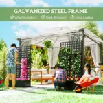 Outsunny Galvanized Raised Garden Bed Planter Box with Trellis for Climbing Plants, Vegetable, Vines, 35 Inch x 16 Inch x 70 Inch, Black - Image 4