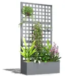 Outsunny Galvanized Raised Garden Bed Planter Box with Trellis for Climbing Plants, Vegetable, Vines, 35" x 16" x 70", Gray - Image 11