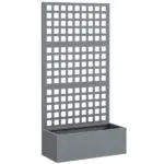 Outsunny Galvanized Raised Garden Bed Planter Box with Trellis for Climbing Plants, Vegetable, Vines, 35" x 16" x 70", Gray - Image 12