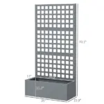 Outsunny Galvanized Raised Garden Bed Planter Box with Trellis for Climbing Plants, Vegetable, Vines, 35" x 16" x 70", Gray - Image 3
