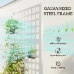 Galvanized Raised Garden Bed Planter Box with Trellis for Climbing Plants, Vegetable, Vines, 35" x 16" x 70", White - Image 4