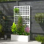 Galvanized Raised Garden Bed Planter Box with Trellis for Climbing Plants, Vegetable, Vines, 35" x 16" x 70", White - Image 8