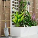 Galvanized Raised Garden Bed Planter Box with Trellis for Climbing Plants, Vegetable, Vines, 35" x 16" x 70", White - Image 9