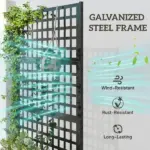 Outsunny Galvanized Raised Garden Bed Planter Box with Trellis for Climbing Plants, Vegetable, Vines, 43 Inch x 16 Inch x 70 Inch, Black - Image 4