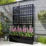 Outsunny Galvanized Raised Garden Bed Planter Box with Trellis for Climbing Plants, Vegetable, Vines, 43 Inch x 16 Inch x 70 Inch, Black - Image 8