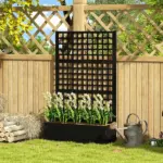 Outsunny Galvanized Raised Garden Bed Planter Box with Trellis for Climbing Plants, Vegetable, Vines, 43 Inch x 16 Inch x 70 Inch, Black - Image 10