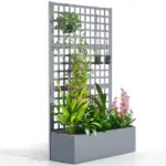 Outsunny Galvanized Raised Garden Bed Planter Box with Trellis for Climbing Plants, Vegetable, Vines, 43" x 16" x 70", Gray - Image 11