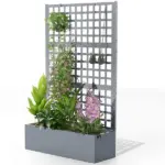 Outsunny Galvanized Raised Garden Bed Planter Box with Trellis for Climbing Plants, Vegetable, Vines, 43" x 16" x 70", Gray