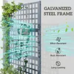 Outsunny Galvanized Raised Garden Bed Planter Box with Trellis for Climbing Plants, Vegetable, Vines, 43" x 16" x 70", Gray - Image 4