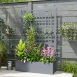 Outsunny Galvanized Raised Garden Bed Planter Box with Trellis for Climbing Plants, Vegetable, Vines, 43" x 16" x 70", Gray - Image 8