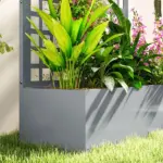 Outsunny Galvanized Raised Garden Bed Planter Box with Trellis for Climbing Plants, Vegetable, Vines, 43" x 16" x 70", Gray - Image 9