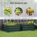 2 Pack Galvanized Raised Garden Beds with Open Bottom, Green - Image 4
