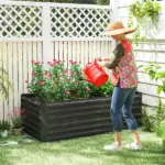 Outsunny Galvanized Raised Garden Bed, Steel Outdoor Planters with Reinforced Rods, 71" x 36" x 23", Black - Image 2