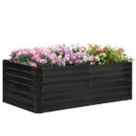 Outsunny Galvanized Raised Garden Bed, Steel Outdoor Planters with Reinforced Rods, 71" x 36" x 23", Black