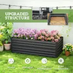 Outsunny Galvanized Raised Garden Bed, Steel Outdoor Planters with Reinforced Rods, 71" x 36" x 23", Black - Image 5