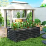 Outsunny Galvanized Raised Garden Bed, Steel Outdoor Planters with Reinforced Rods, 71" x 36" x 23", Black - Image 7