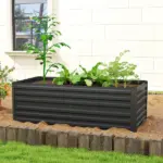 Outsunny Galvanized Raised Garden Bed, Steel Outdoor Planters with Reinforced Rods, 71" x 36" x 23", Black - Image 8
