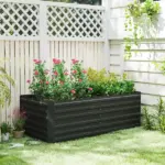 Outsunny Galvanized Raised Garden Bed, Steel Outdoor Planters with Reinforced Rods, 71" x 36" x 23", Black - Image 9