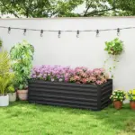 Outsunny Galvanized Raised Garden Bed, Steel Outdoor Planters with Reinforced Rods, 71" x 36" x 23", Black - Image 10
