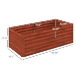 Galvanized Raised Garden Bed, Steel Outdoor Planters with Reinforced Rods,  71'' x 36'' x 23'', Dark Brown - Image 3
