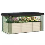 Galvanized Steel Planter Box with Crop Cage and Shade Cloth, Raised Garden Bed for Flowers, Veggies and Herbs, Beige - Image 11