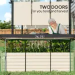Galvanized Steel Planter Box with Crop Cage and Shade Cloth, Raised Garden Bed for Flowers, Veggies and Herbs, Beige - Image 6