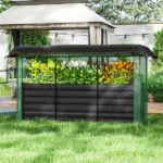 Galvanized Steel Planter Box with Crop Cage and Shade Cloth, Raised Garden Bed for Flowers, Veggies and Herbs, Dark Gray - Image 2