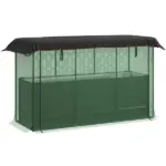 Galvanized Steel Planter Box with Crop Cage and Shade Cloth, Raised Garden Bed for Flowers, Veggies and Herbs, Dark Gray
