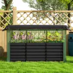 Galvanized Steel Planter Box with Crop Cage and Shade Cloth, Raised Garden Bed for Flowers, Veggies and Herbs, Dark Gray - Image 9