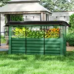 Outsunny Galvanized Steel Planter Box with Crop Cage and Shade Cloth, Raised Garden Bed for Flowers, Veggies and Herbs, Green - Image 2