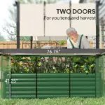 Galvanized Steel Planter Box with Crop Cage and Shade Cloth, Raised Garden Bed for Flowers, Veggies and Herbs, Green - Image 6