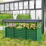 Galvanized Steel Planter Box with Crop Cage and Shade Cloth, Raised Garden Bed for Flowers, Veggies and Herbs, Green - Image 8