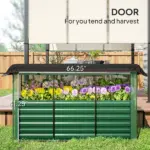 Outsunny Galvanized Steel Planter Box with Crop Cage and Shade Cloth, Raised Garden Bed for Flowers, Veggies and Herbs, Green - Image 6