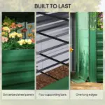 Outsunny Galvanized Steel Planter Box with Crop Cage and Shade Cloth, Raised Garden Bed for Flowers, Veggies and Herbs, Green - Image 7